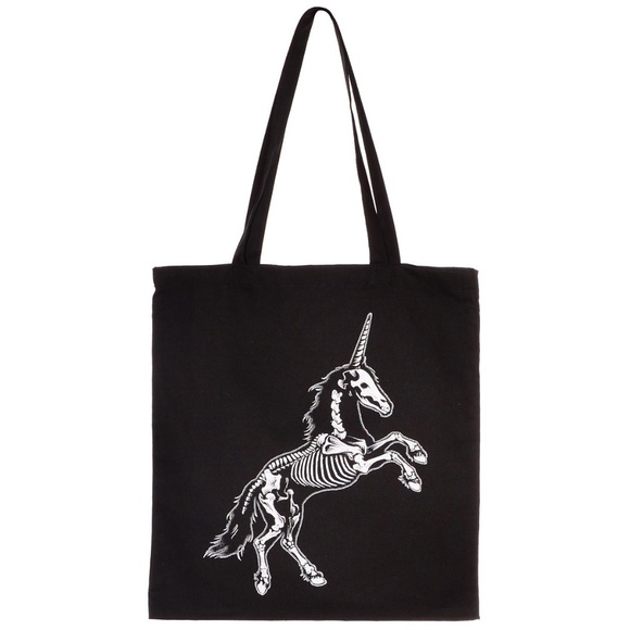 CuriOddity Handbags - NEW Haunted Undead Unicorn Skeleton Tote Bag Skull